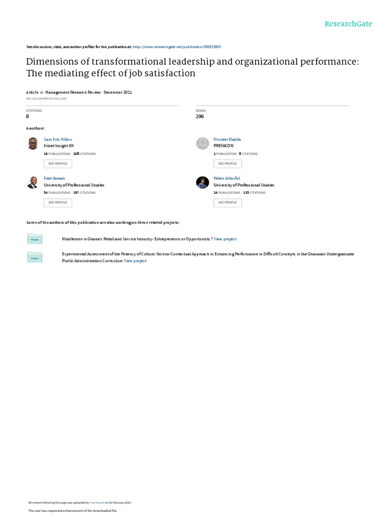 Transforational Leadership Pdf Leadership Transformational Leadership