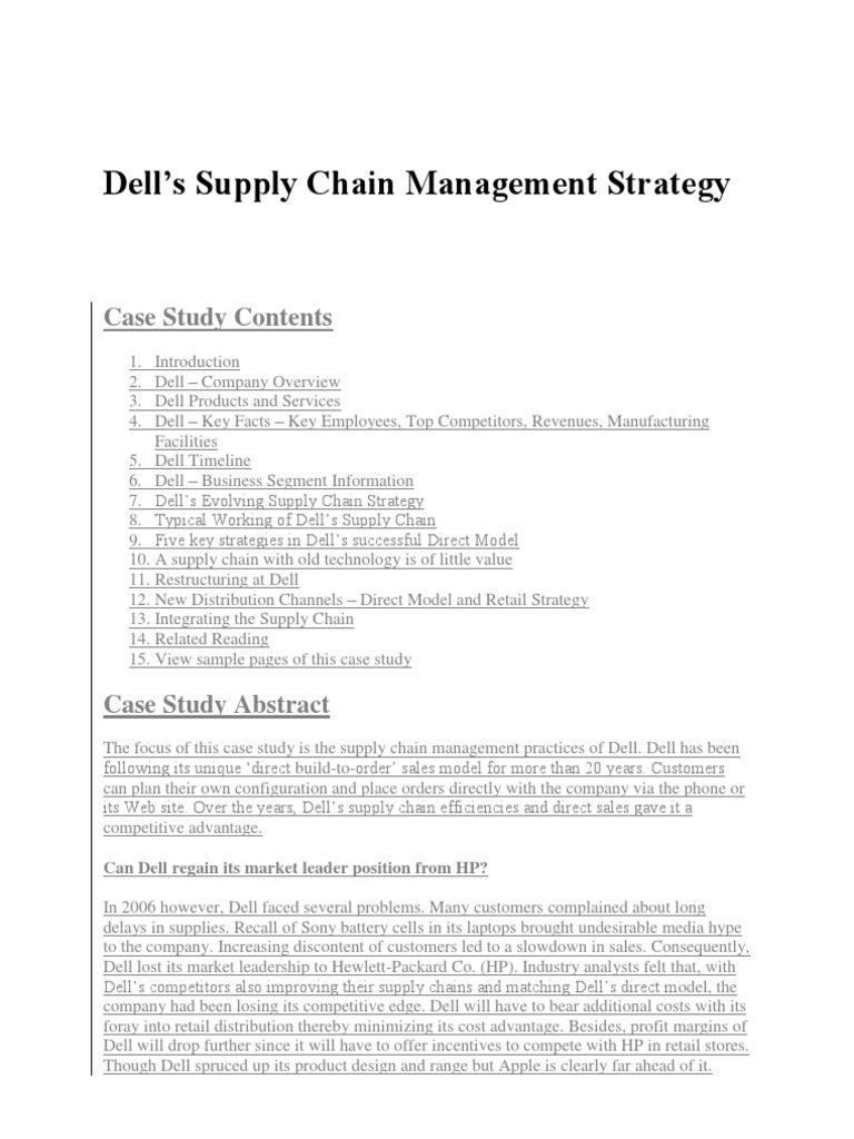 Case Study PDF Dell Supply Chain Management