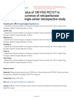 The Prognostic Value of 18F-FDG PET/CT in Postoperative Recurrence of Retroperitoneal Liposarcoma: A Single Center Retrospective Study