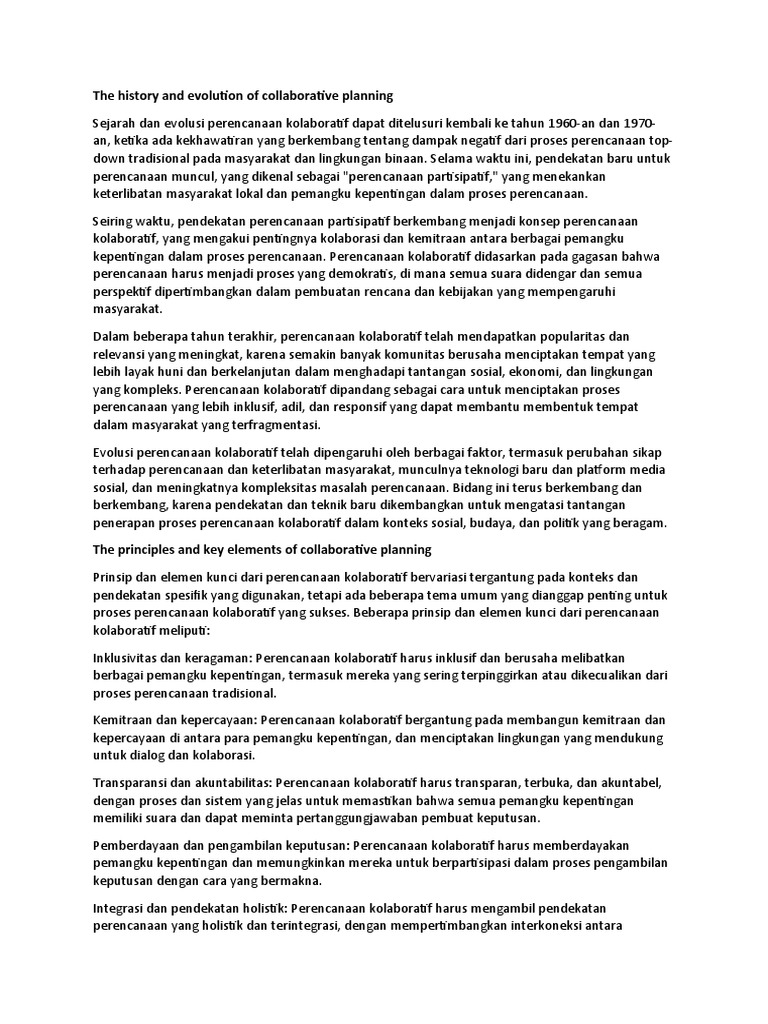 The History and Evolution of Collaborative Planning | PDF