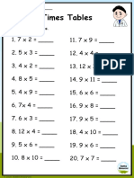 Grade 3 Multiplication Times Tables Worksheet 6