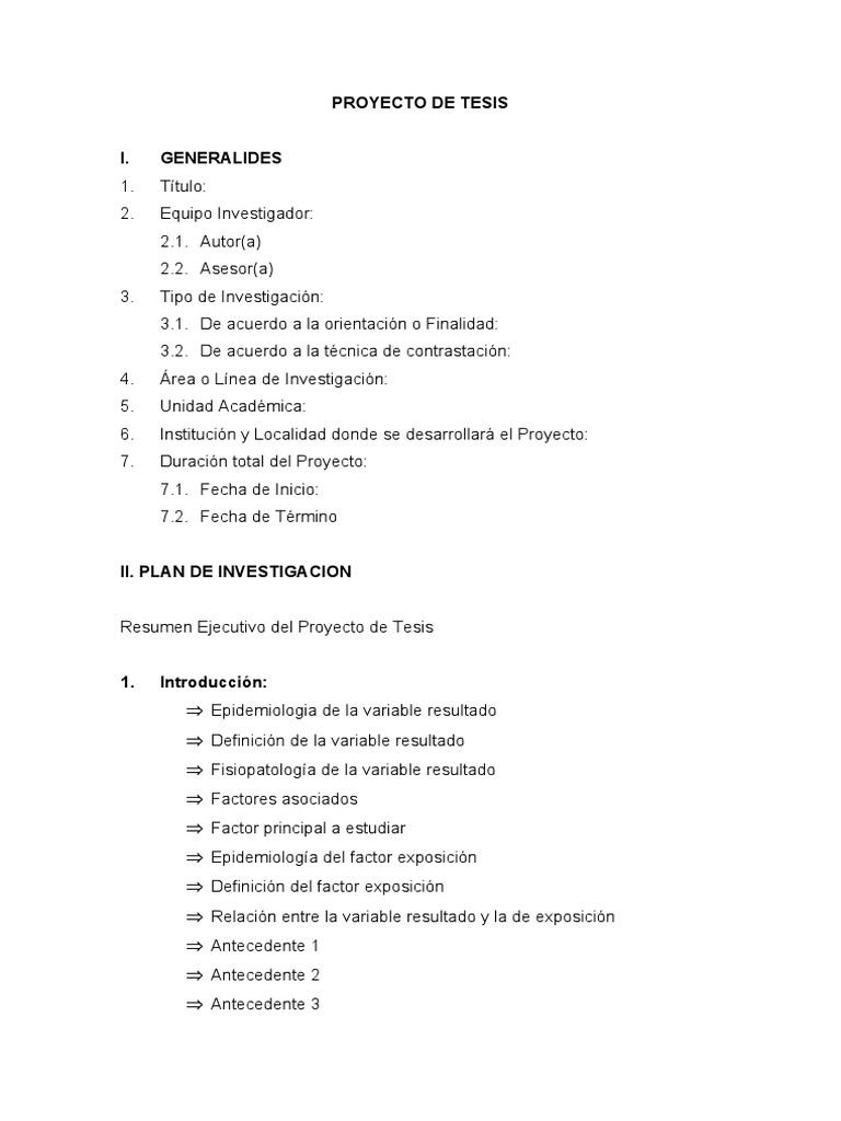 Esquema de Proyecto de Tesis | PDF