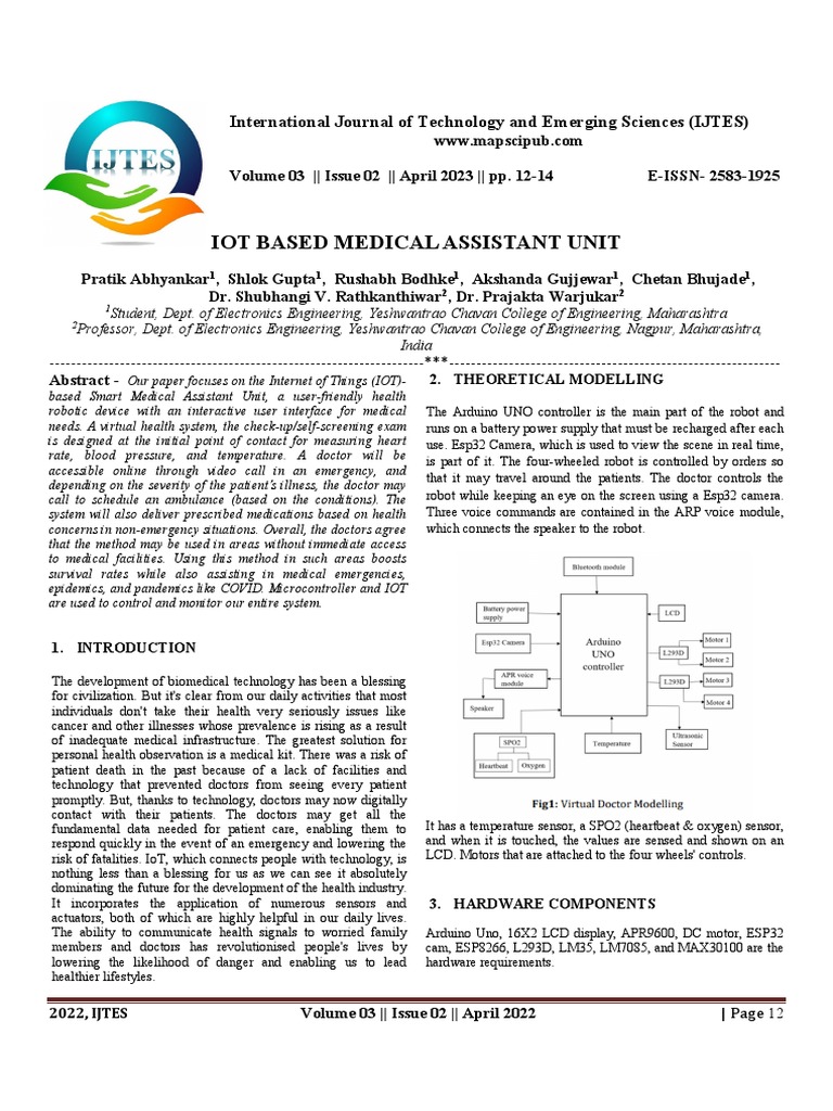 IoT-Based Smart Medical Assistant Unit | PDF | Internet Of Things | Sensor