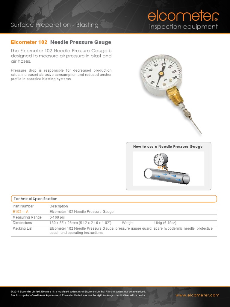102 Needle Pressure Gauge PDF Pressure Pressure Measurement