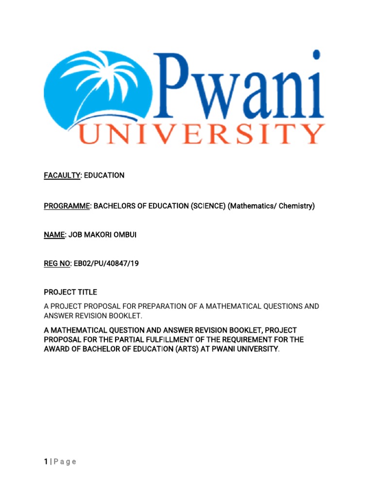 A Mathematical Question and Answer Revision Booklet Proposal | PDF ...