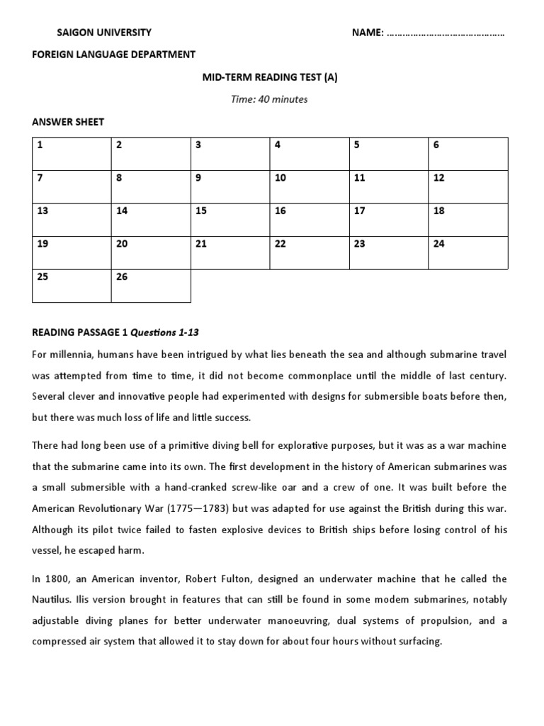 Reading Tests 1 | PDF