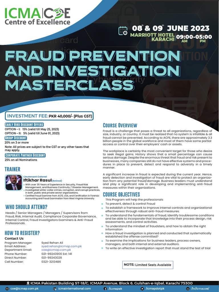 Fraud Prevention Masterclass Karachi 2023 | PDF | Internal Control | Fraud