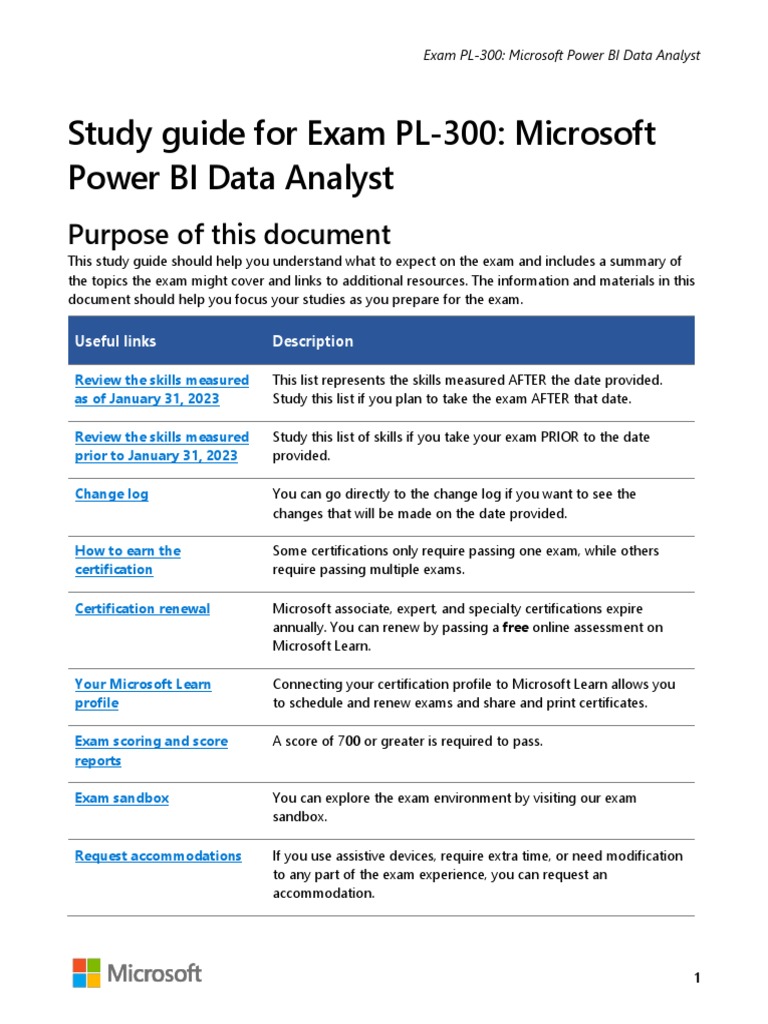 PL-300 Study Guide for Power BI Exam | PDF | Data Analysis | Data