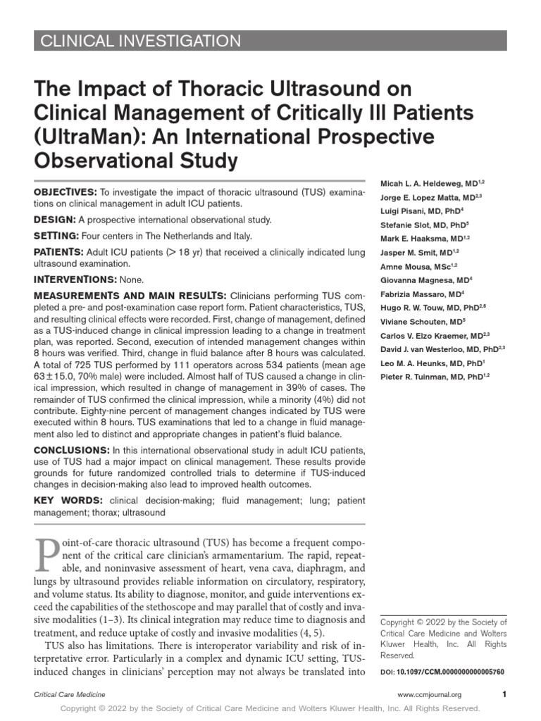 The Impact of Thoracic Ultrasound On Clinical Management of Critically ...