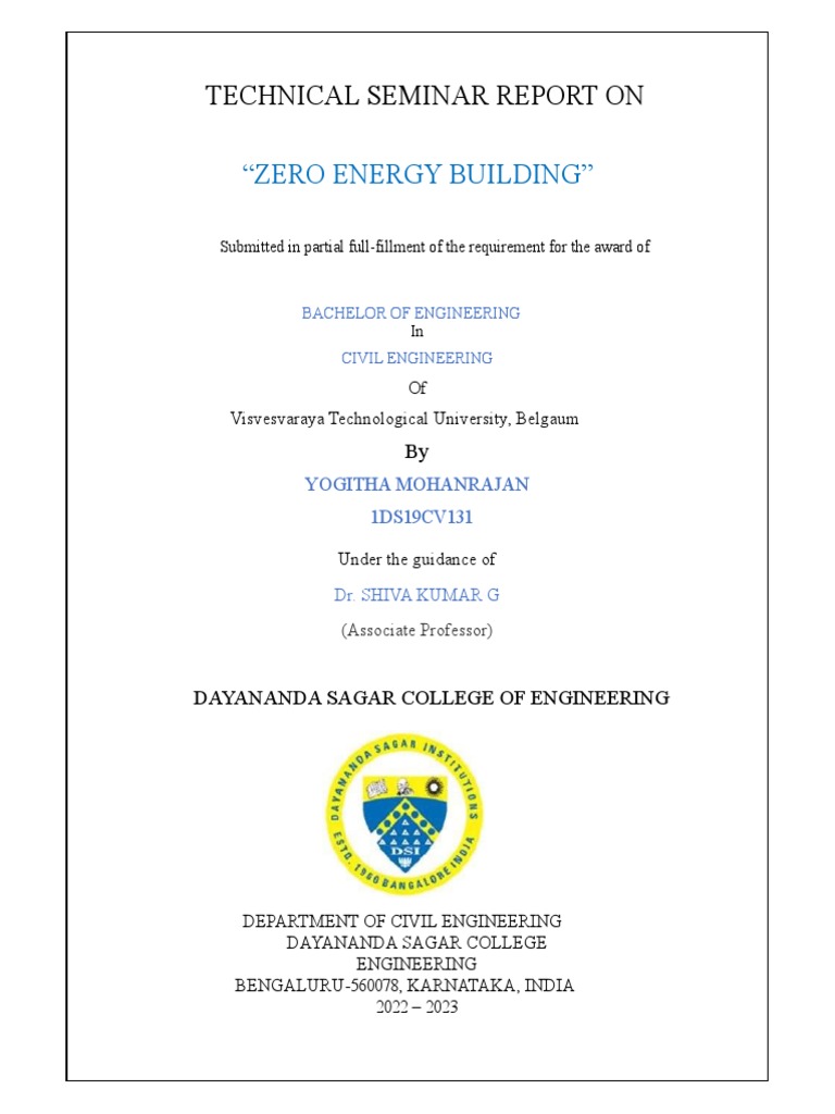 Zero Energy Building Seminar Report | PDF