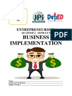 ENTREPRENEURSHIP 12 Q2 M9 Business Implementation
