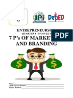 ENTREPRENEURSHIP 12 Q1 M5 7 Ps of Marketing and Branding