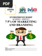 ENTREPRENEURSHIP 12 Q1 M5 7 Ps of Marketing and Branding