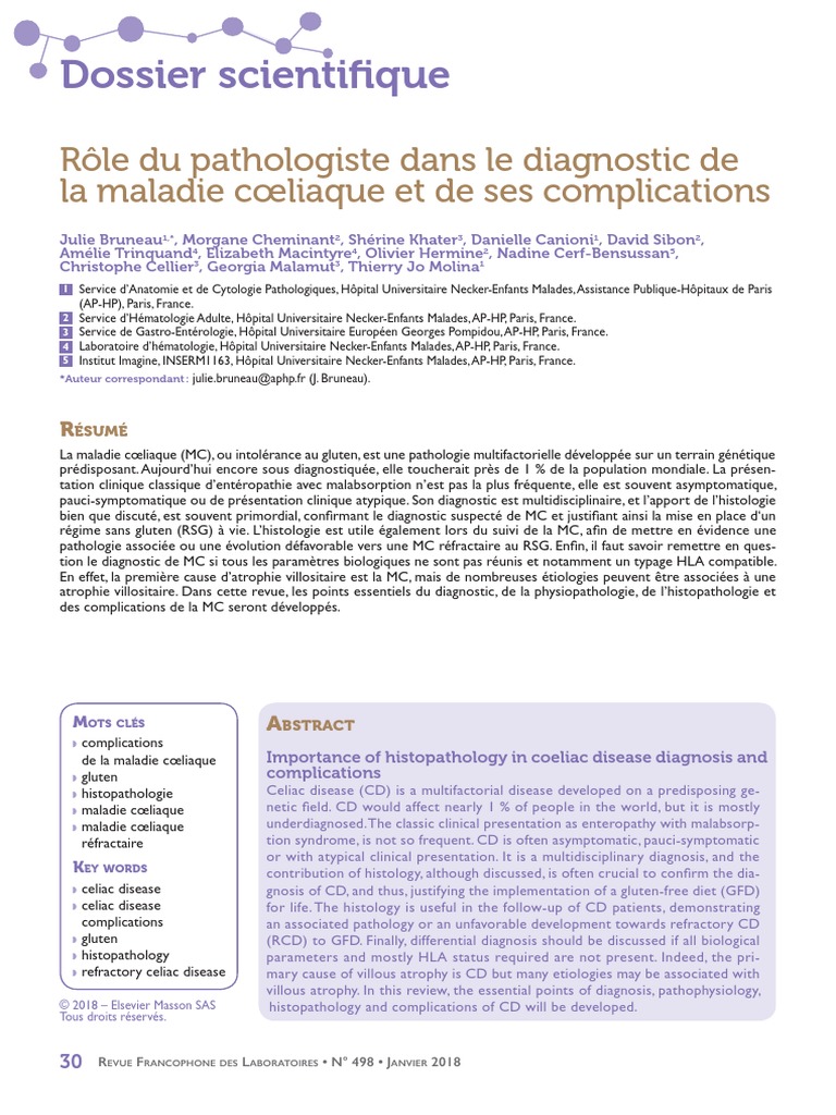 Diagnostic et complications de la maladie cœliaque | PDF | Maladie ...