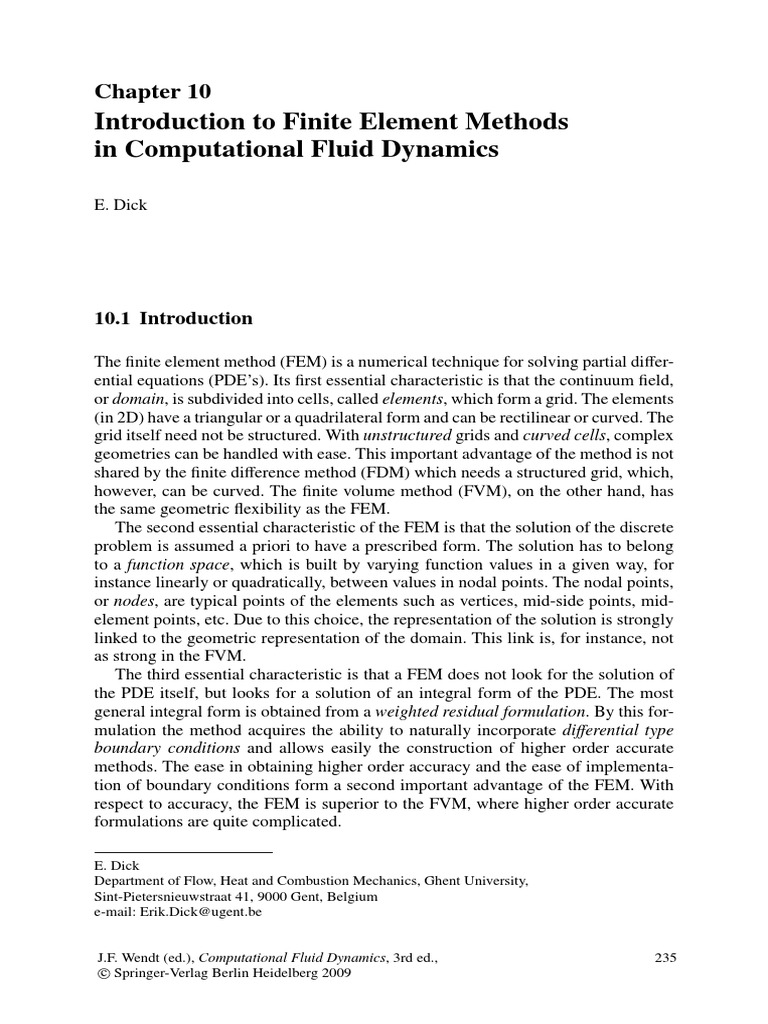 FEM in Computational Fluid Dynamics | PDF | Finite Element Method ...
