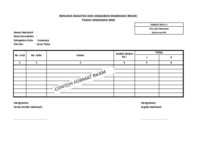 Form Bos K 1 Rkam 2018 | PDF