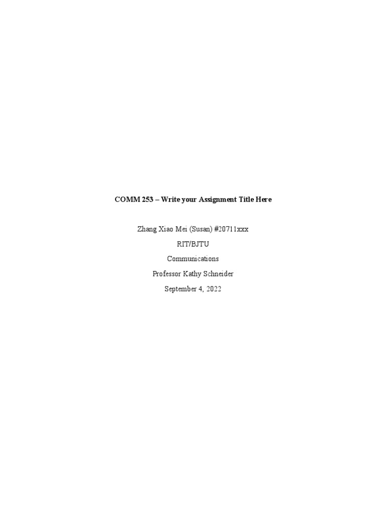 APA Style Assignment Title Page SAMPLE 2022 | PDF