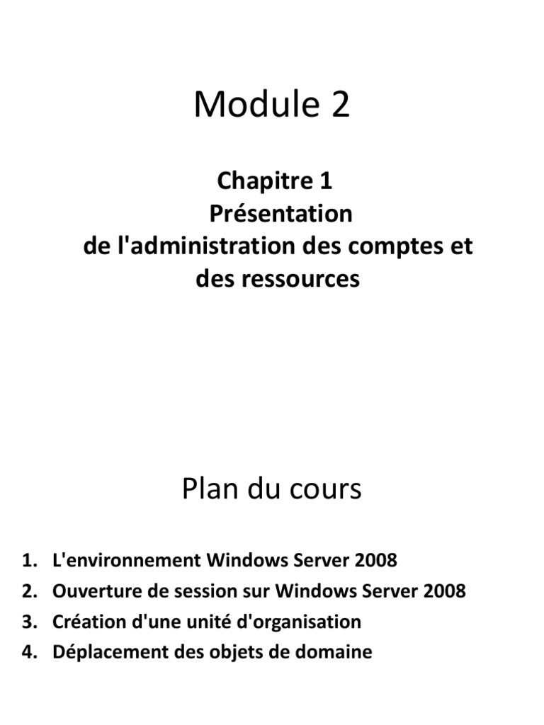 Chapitre 1 | PDF | Active Directory | Windows Server 2008