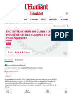 L'activité Interne Du Globe - Les Mouvements Des Plaques Et Leurs Conséquences - Cours - Fiches de Révision