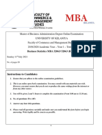 MBA Business Statistics 2021