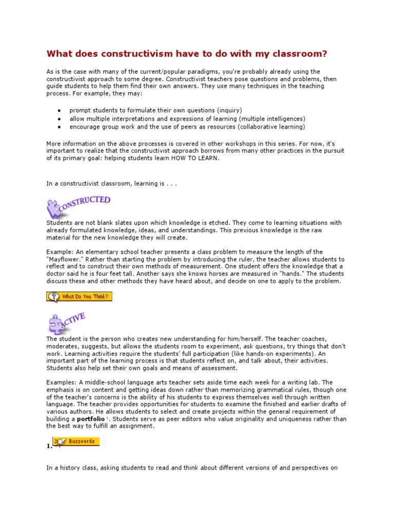 What Does Constructivism Have To Do With My Classroom | PDF ...