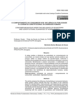 O Comportamento Do Consumidor Sob Influência Da Publicidade e A Garantia Constitucional Da Dignidade Humana