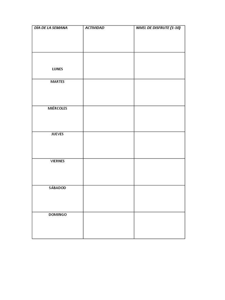 Planilla de Activación Conductual PDF