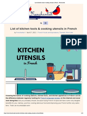 List of Kitchen Tools & Cooking Utensils in French - Frenchanted, PDF, Teaspoon