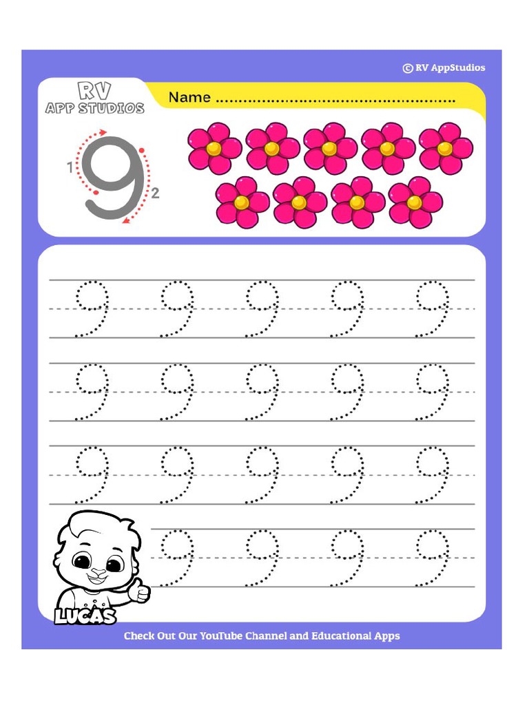 381 Free Printable Worksheets For Kids Number 9 Tracing Worksheets | PDF