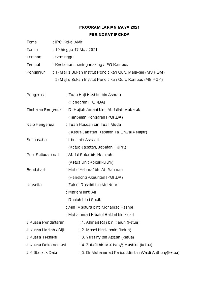 Program Larian Maya 2021 | PDF