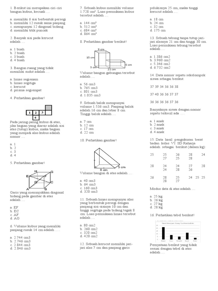 Soal Matematika Kelas 6 SD Semester 2 | PDF