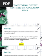 Computation of Test Statistic On Population Mean