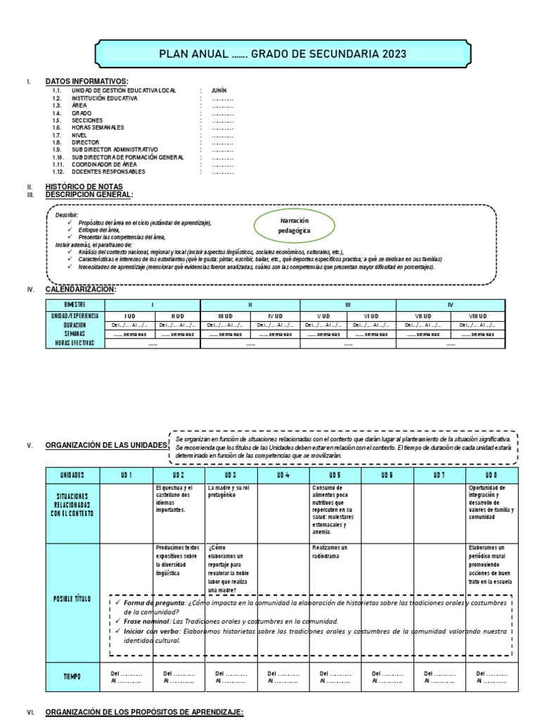 Plan Anual 2023 | PDF | Evaluación | Aprendizaje