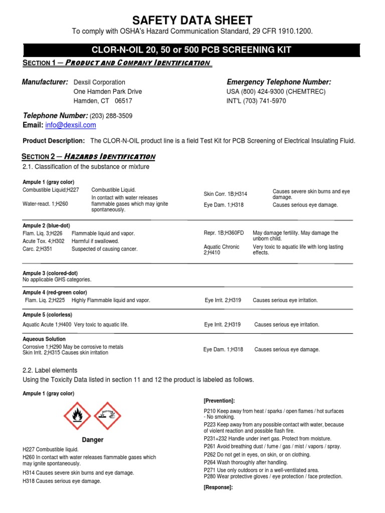CLOR N OIL SDS Revision 15 6 10 2021 PDF Personal Protective