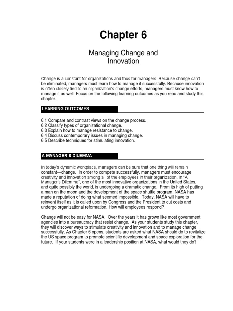 Managing Change and Innovation Strategies | PDF | Innovation | Change ...