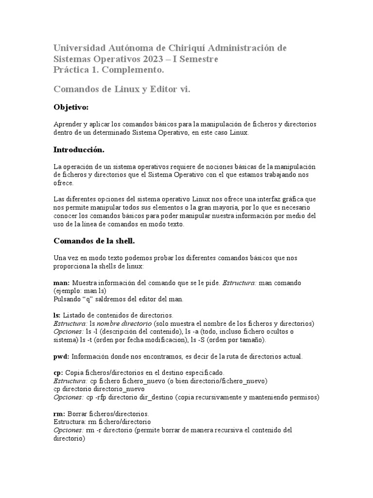 Comandos Básicos de Linux y Editor Vi | PDF | Archivo de computadora ...