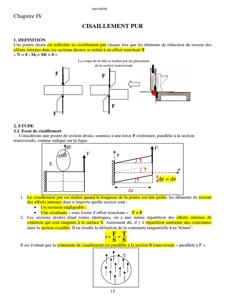Définition et Loi du Cisaillement Pur | PDF | Contrainte de ...