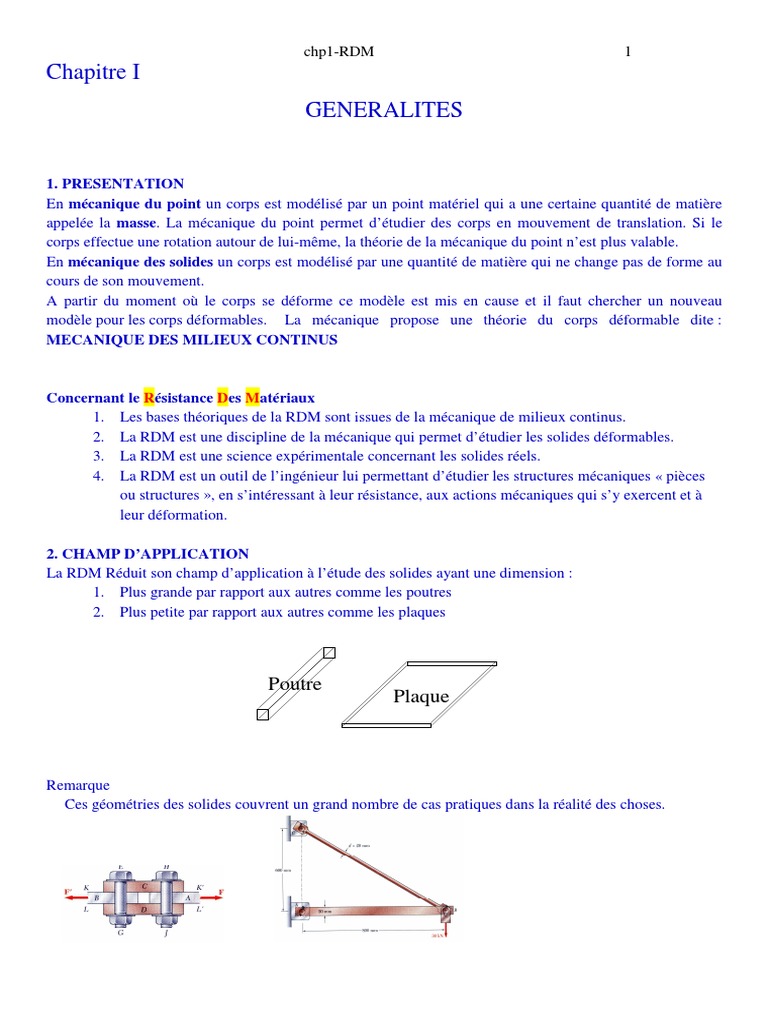 RDM rprt1 GENERALITES | PDF | Résistance des matériaux | Contrainte de ...