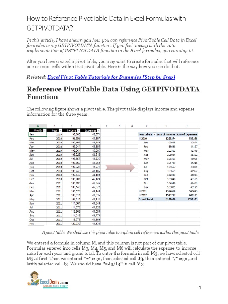 19 How To Reference PivotTable Data in Excel Formulas With GETPIVOTDATA ...
