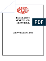 Federacion Venezolana de Softbol Codigo de Etica 1.998