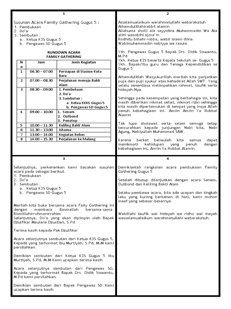 SUSUNAN ACARA FAMILY GATHERING | PDF