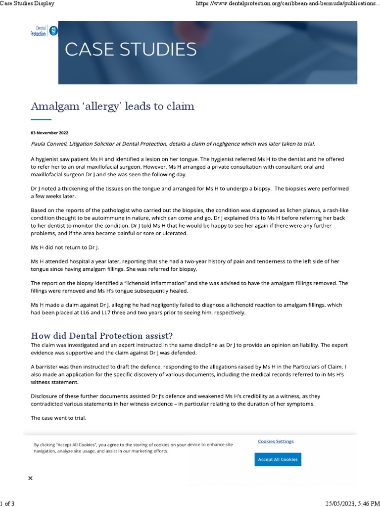 Amalgam Allergy' Leads To Claim PDF