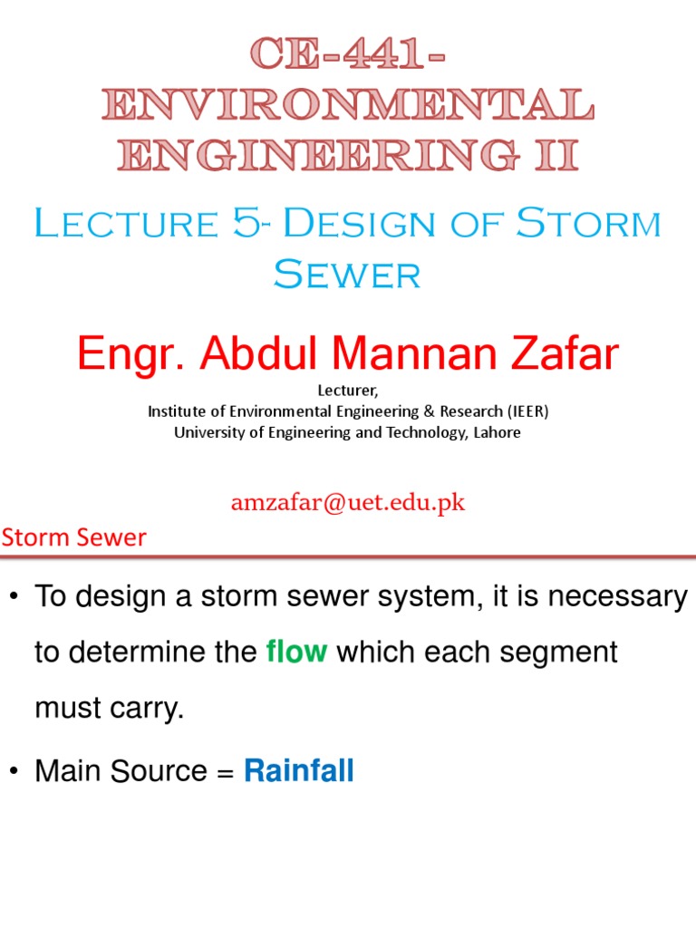 Lec 5-Design of Storm Sewer | PDF | Storm Drain | Surface Runoff