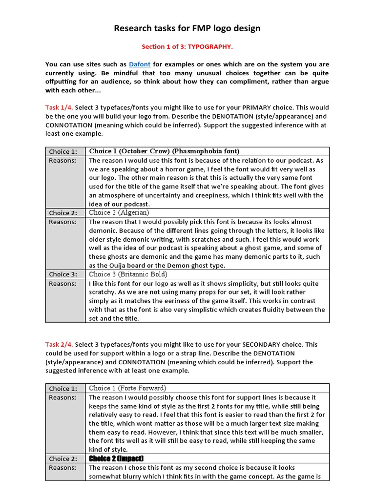 Finished Logo Design Worksheet | PDF | Typefaces