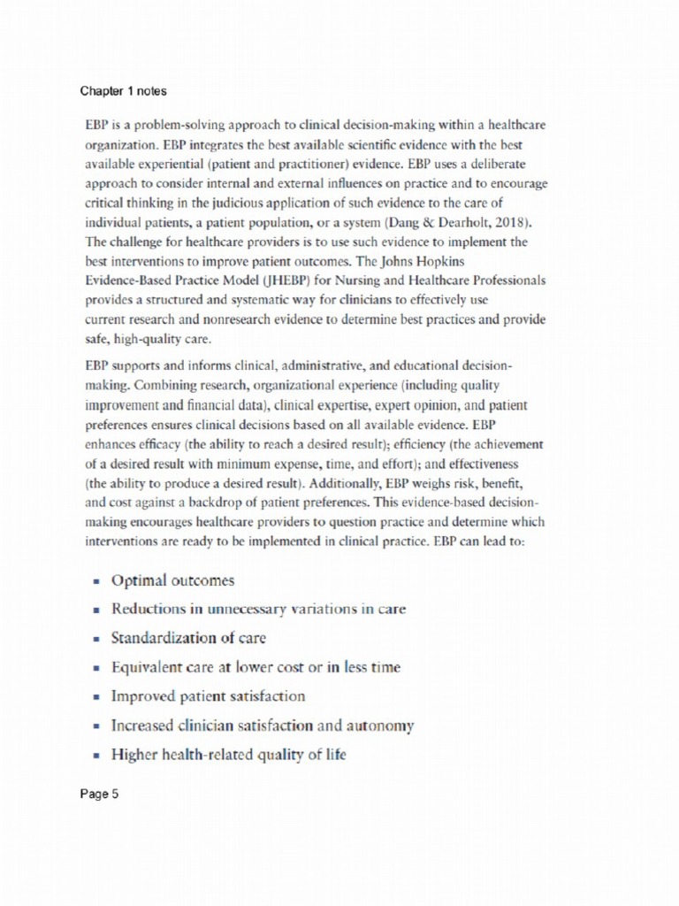 Evidence Based Practice Chapter 1 Notes | PDF | Evidence Based Practice ...