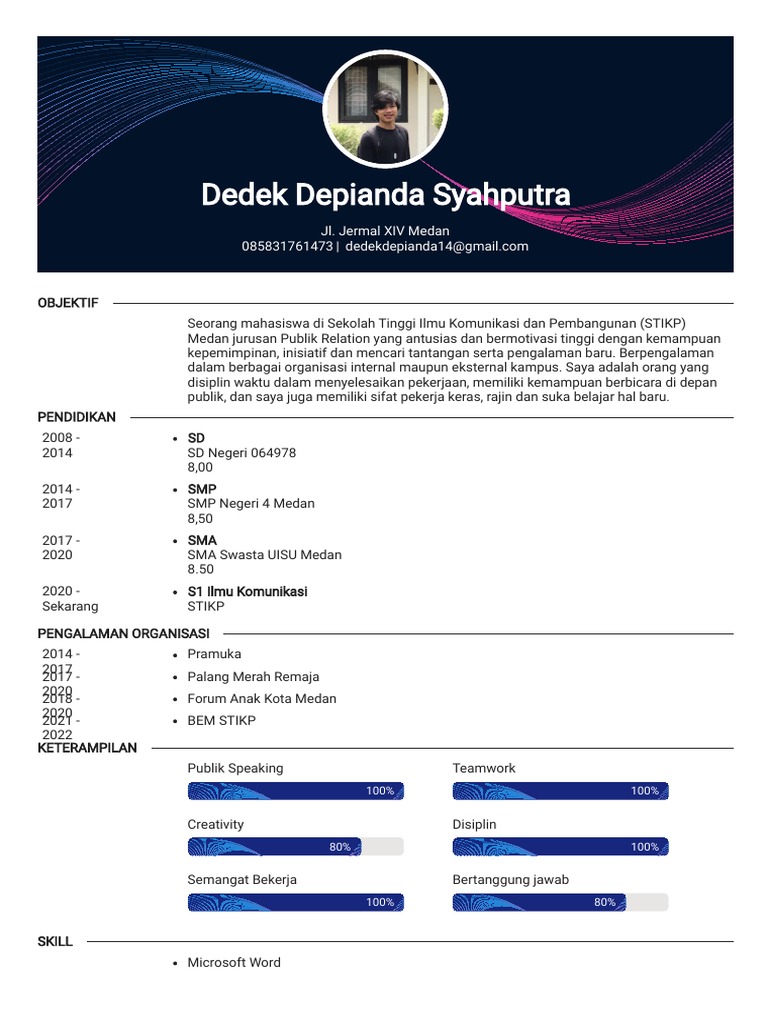 Contoh CV Mahasiswa Ilmu Komunikasi | PDF | Seni