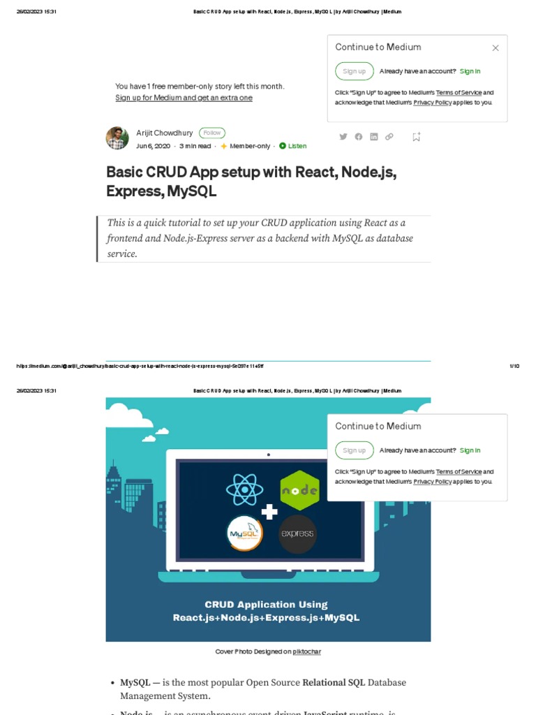Basic CRUD App Setup With React, Node - JS, Express, MySQL - by Arijit ...