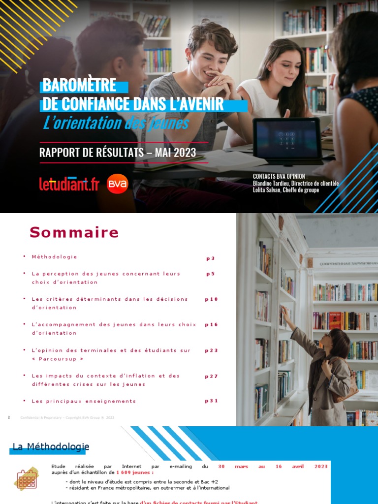Baromètre de Confiance Dans L'avenir - BVA Pour L'etudiant - Mai 2023 | PDF