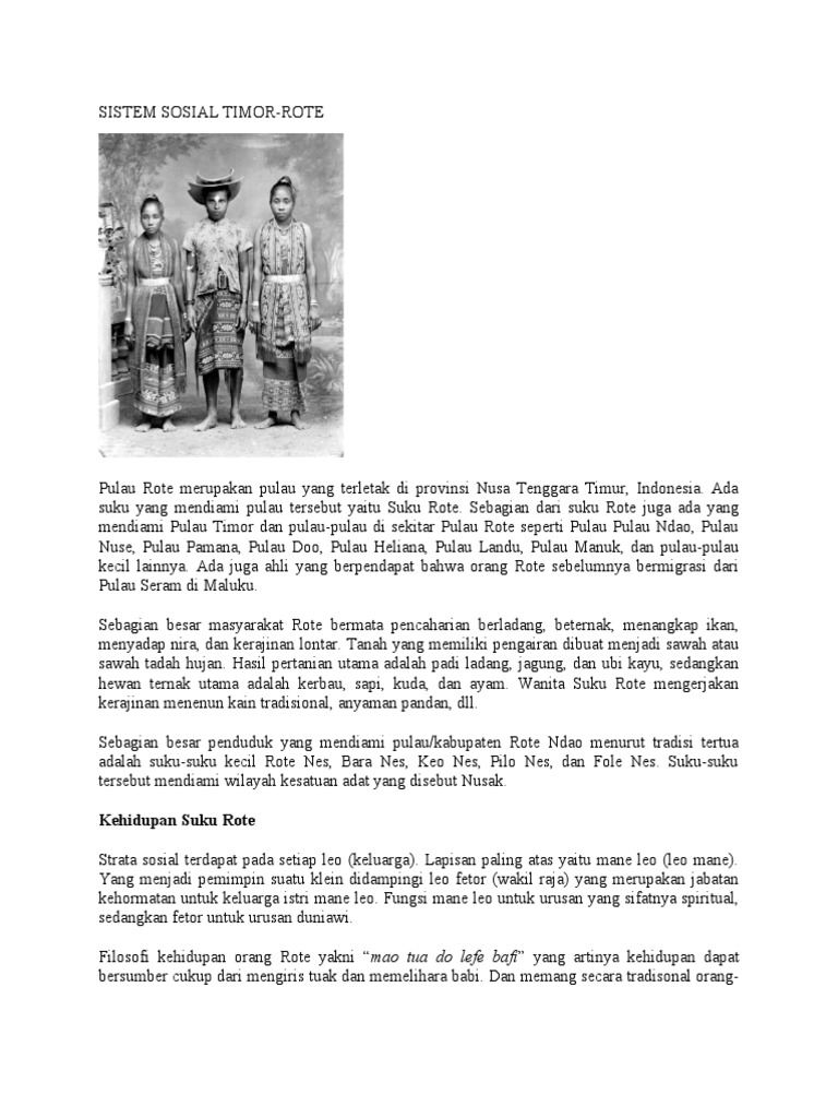Budaya dan Sistem Sosial Suku Rote | PDF | Ilmu Sosial