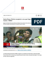 Santa Rosa - Policía Recapturó A Reo Que Fugó Del Penal Castro Castro - VIDEO - Romario Robin Correa Sarria - EDICION - CORREO